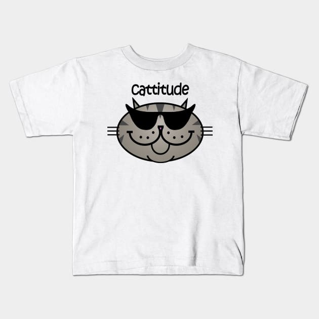 CATTITUDE 2 - Tabby Cat Kids T-Shirt by RawSunArt